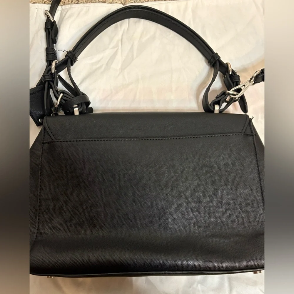 NWOT Dana Buchman Convertible Black Leather Satchel w/ Removable Shoulder Strap